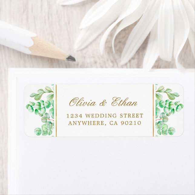 Botanical Gold Greenery Script Return Address (Insitu)