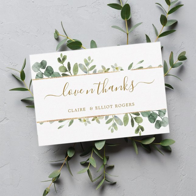 Botanical Gold Greenery Thank You Card (Creator Uploaded)