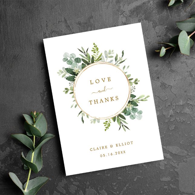 Botanical Gold Greenery Thank You Folded Card (Creator Uploaded)