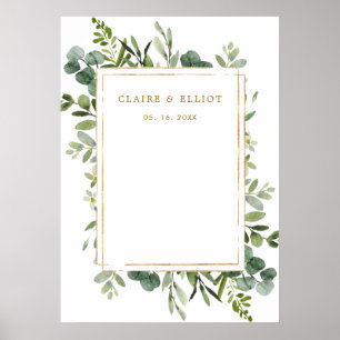 Botanical Gold Greenery Wedding Backdrop Poster