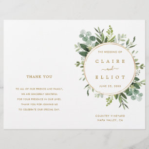 Botanical Gold Greenery Wedding Ceremony Program