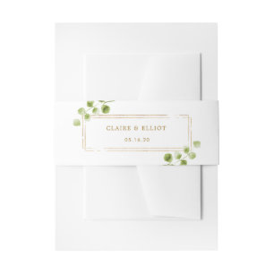 Botanical Gold Greenery Wedding Invitation Belly Band