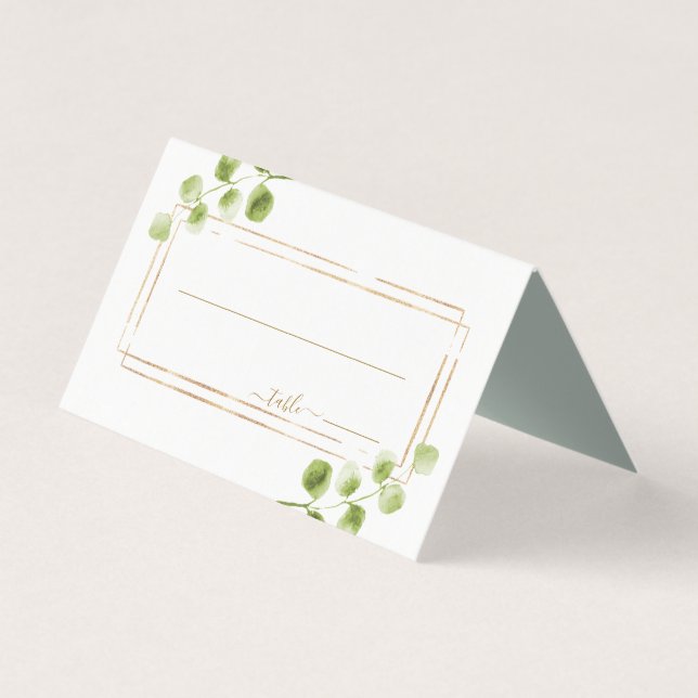 Botanical Gold Greenery Wedding Place Card (Front)