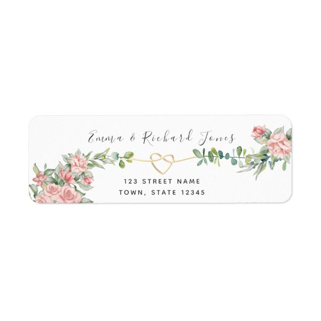 Botanical Gold Greenery Wedding Return Address (Front)