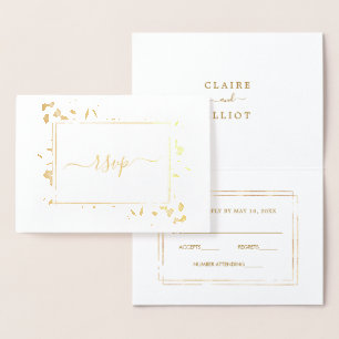 Botanical Gold Greenery Wedding RSVP Foil Card