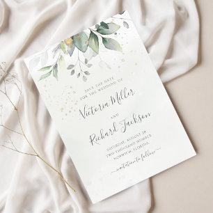 Botanical Gold Greenery Wedding Save The Date