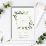 Botanical Gold Greenery Wedding Save the Date Card<br><div class="desc">This wedding save the date invitation features painted watercolor eucalyptus greenery,  green leaves and a gold square frame. For more advanced customization of this design,  Please click the "Customize further" link.  Matching items are also available.</div>