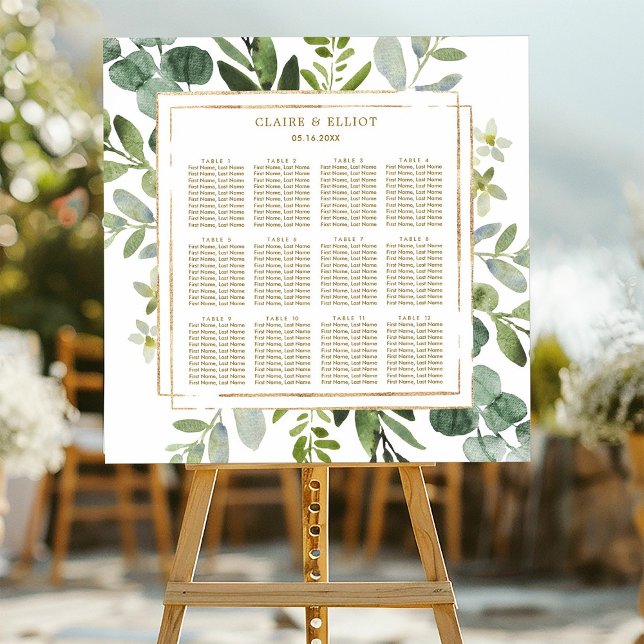 Botanical Gold Greenery Wedding Seating Chart (Creator Uploaded)