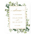 Botanical Gold Greenery Wedding Welcome Sign