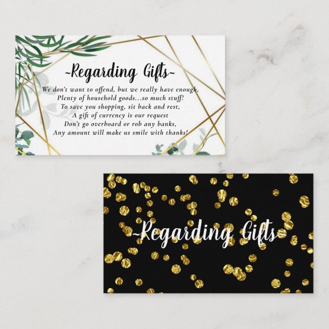 Botanical Gold Honeymoon Fund Cards (Front/Back)