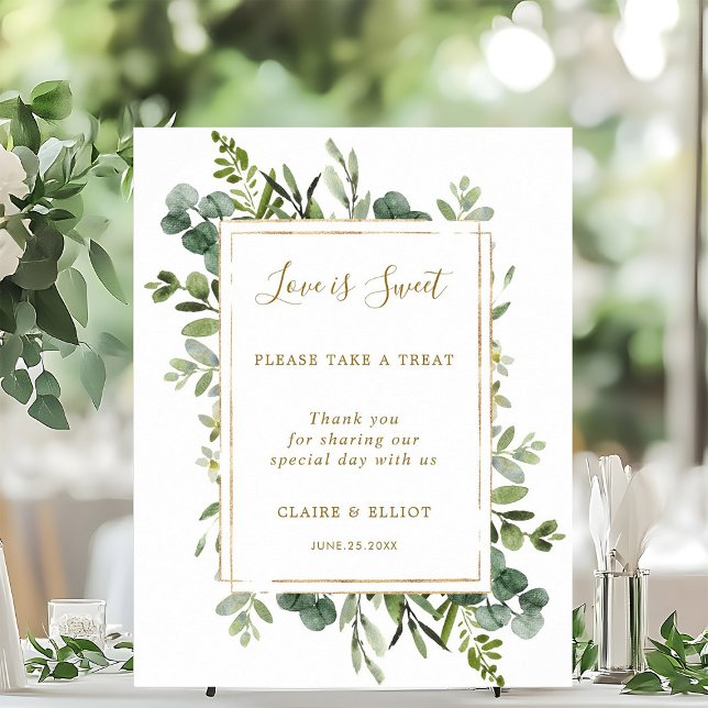 Botanical Gold Love is Sweet Dessert Bar Sign (Creator Uploaded)