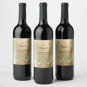 BOTANICAL GOLD METALLIC PERSONALISED WINE LABEL