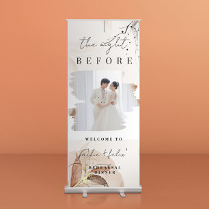 Botanical & Gold Modern Rehearsal Dinner Welcome Retractable Banner