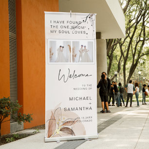 Botanical & Gold Modern Wedding Welcome Retractable Banner