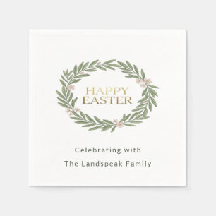 Botanical Gold Olive Wreath Easter Napkin