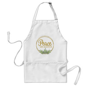 Botanical Gold Peace on Earth Christmas Holiday Standard Apron