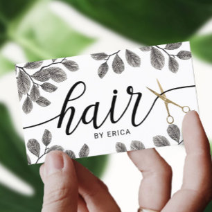 Botanical Gold Scissor Hair Stylist Beauty Salon Business Card