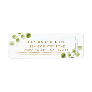 Botanical Gold Watercolor Return Address