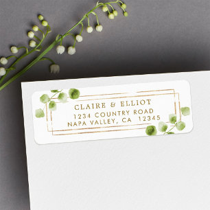 Botanical Gold Watercolor Return Address