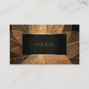 Botanical Golden Foil  Black Champaign Frame Vip Business Card