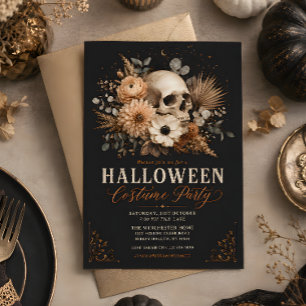 Botanical Gothic Floral Halloween Party Invitation