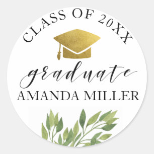 botanical graduate personalised graduation sticker