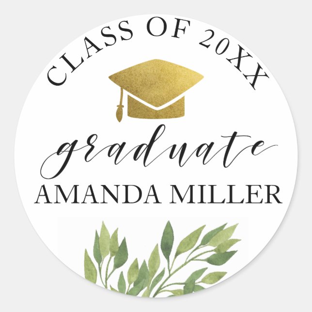 botanical graduate personalised graduation sticker (Front)