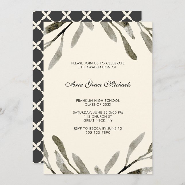 Botanical Graduation Party Invitation (Front/Back)