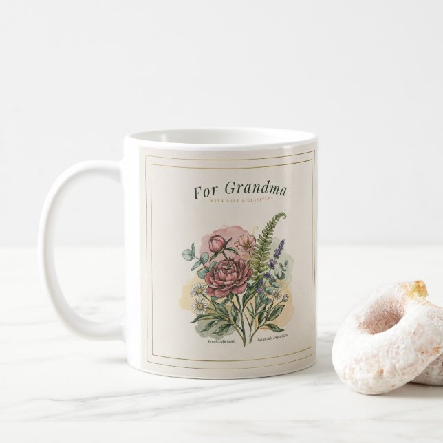 Botanical Grandma Gift Coffee Mug (With Donut)