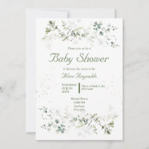 Botanical Green Baby Shower Invitation