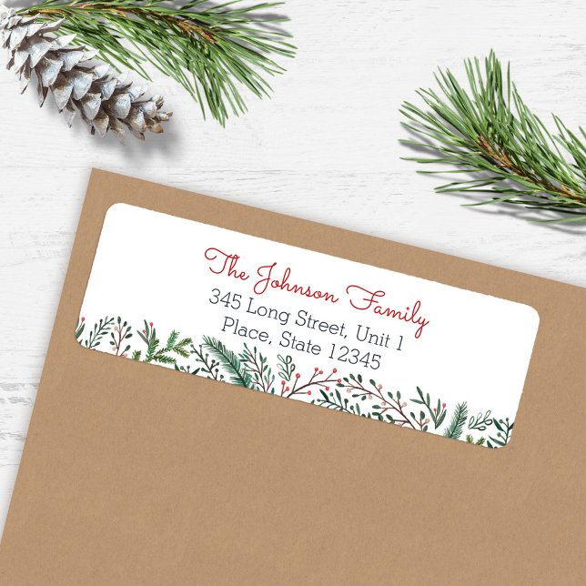 Botanical green Christmas Holiday | Pine Tree (Botanical green Christmas Holiday | Pine Tree Label)
