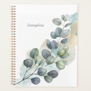  Botanical Green Eucalyptus Watercolor Planner