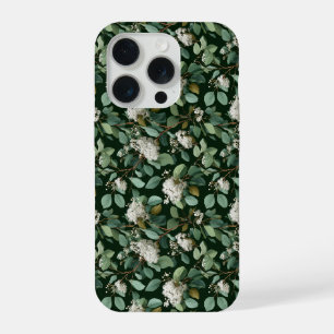 Botanical Green Eucalyptus White Floral Pattern iPhone 15 Pro Case