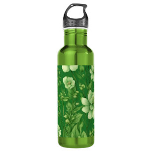 Botanical green flowers pattern 710 ml water bottle