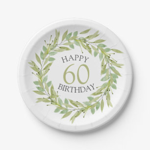 Botanical Green Foliage Wreath Paper Plates