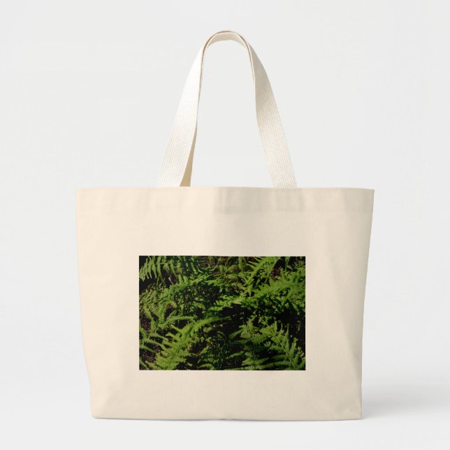 Botanical green Forest Floor Ferns Large Tote Bag (Front)