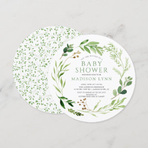 Botanical Green Leaf Baby Shower Invitation