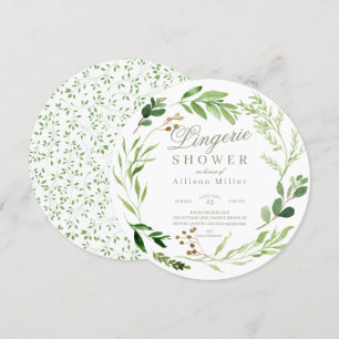 Botanical Green Leaf Bridal Lingerie Shower  Invit Invitation