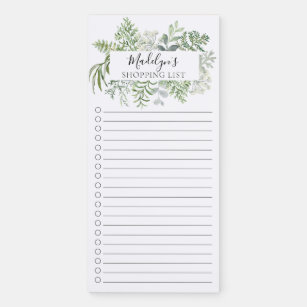 Botanical Green Leaf Frame Grocery Shopping List  Magnetic Notepad