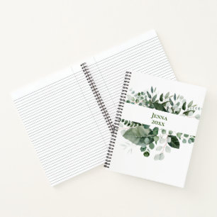 BOTANICAL GREEN LEAF FRAME  PERSONALIZED Notebook