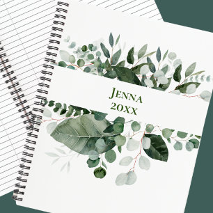 BOTANICAL GREEN LEAF FRAME PERSONALIZED Notebook