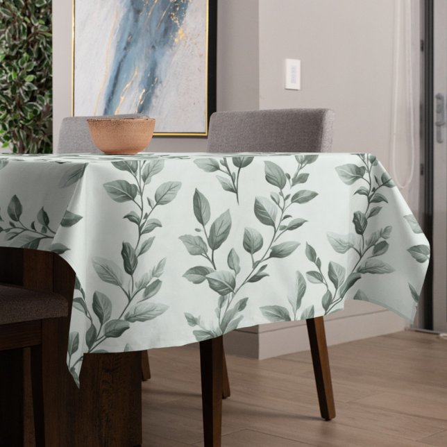 Botanical Green Leaf Pattern Kitchen Tablecloth (Creator Uploaded)