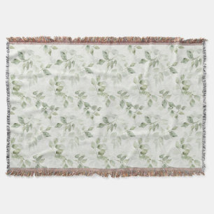 Botanical Green Leaf Pattern Throw Blanket