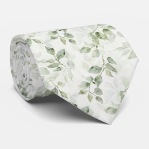 Botanical Green Leaf Pattern  Tie