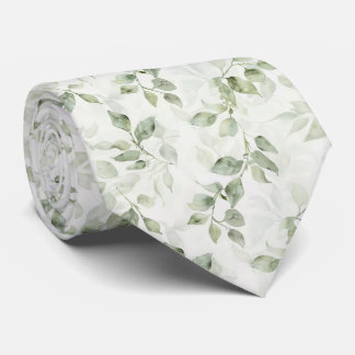 Botanical Green Leaf Pattern  Tie