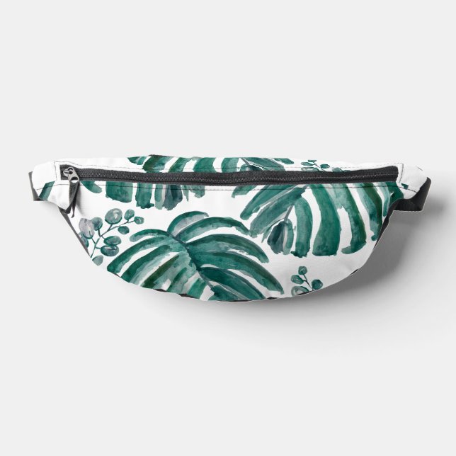 Botanical Green Leaf Tropical Painting Bum Bags (Lay Down)