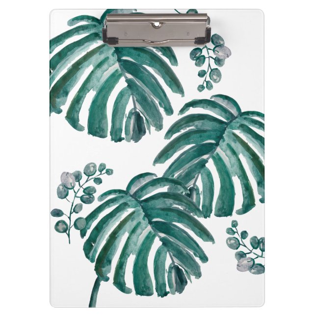 Botanical Green Leaf Tropical Painting Clipboard (Front)