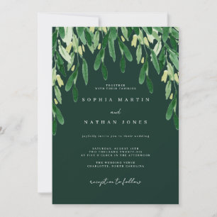 Botanical Green Leaf Watercolor Wedding  Invitation