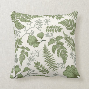 Botanical Green Leaves Foliage Pillow Home Decor