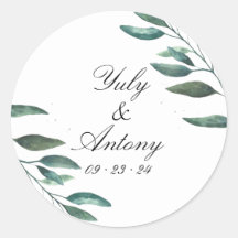 Botanical Green Leaves Modern Wedding